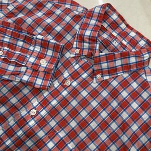 J.Crew Red White Blue Plaid Mens 100% Cotton Lightweight Button Down Shirt MED